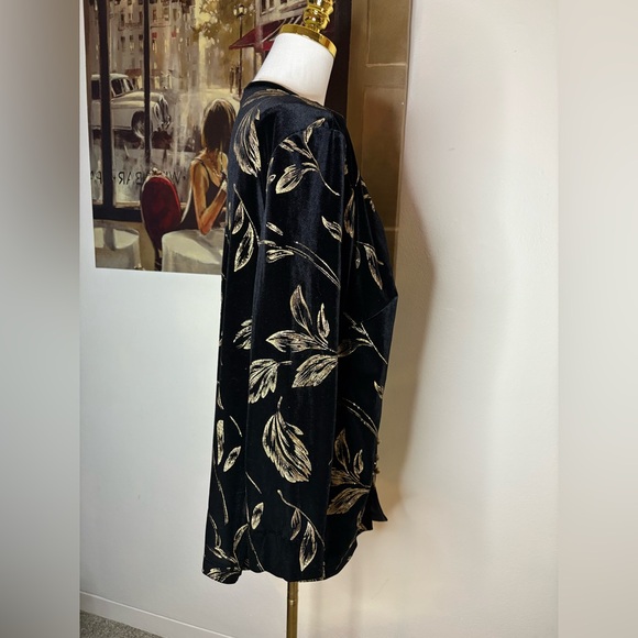 Vintage 80s R&K Originals Black Velvet Gold Patterned Blazer - Picture 5 of 8